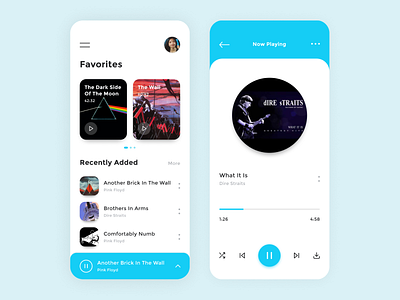 Music App android app beats interface ios iphone live mobile modern music music player pink floyd player playlist rock songs ui ux