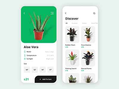 Plant Shop App android app cards indoor plants interface ios modern online store outdoor plant plant plants shop shopping store uiux