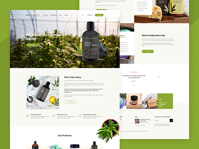 Concept Landing Page cannabis care green hair hair care health healthy hemp interface landing page modern oil online products shop skin skin care store ui ux