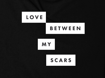 Love Between My Scars black and white book cover design futura type