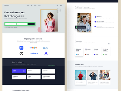Job search website | Landing Page | Figma dailyui figma landing page modernui uidesign uidesigner visual design webdesign