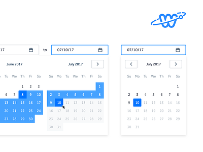 Date Selector - Weebly Orbit blue component date product selector tip ui update ux weebly
