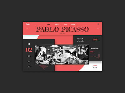 Experimental design for a website about art black black white red design figma figmadesign geometric geometric art geometric design geometry guernica pablo picasso picasso red redesign typography ui ux web website white