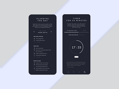 Design Planning app ver. 3 The dark theme