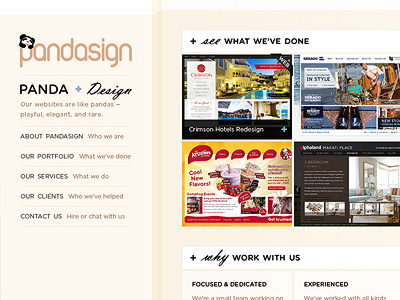 Pandasign Website Design Draft - Closer Look design panda pandasign website