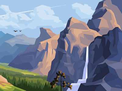Yosemite flatdesign illustration illustrator landscape national parks usa vectorart yosemite