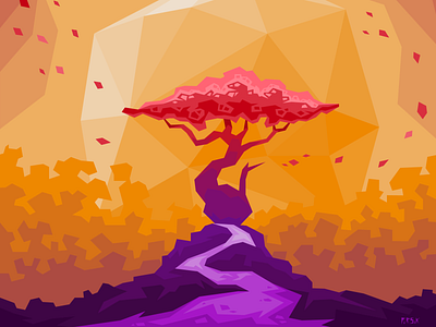 Tree fantasy fantasy art flatdesign illo illustration illustrator landscape space vectorart
