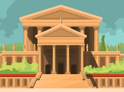 Temple ancient rome architecture flatdesign illustration landscape vectorart