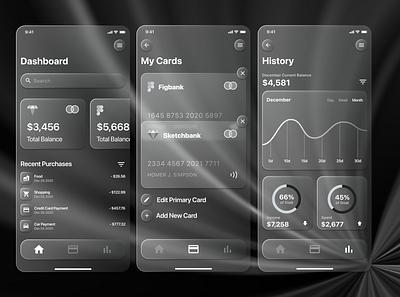 Glassmorphism app creative dashboard design financial app minimal product design ui uidesign ux uxdesign