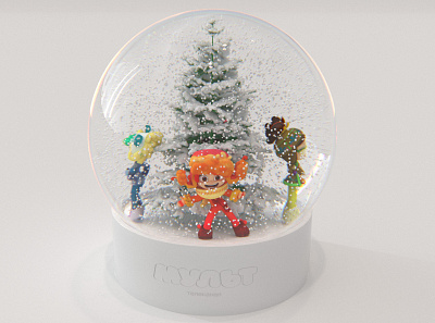 "Fantasy patrol" snow globe design and visualization 3d animation characters lighting