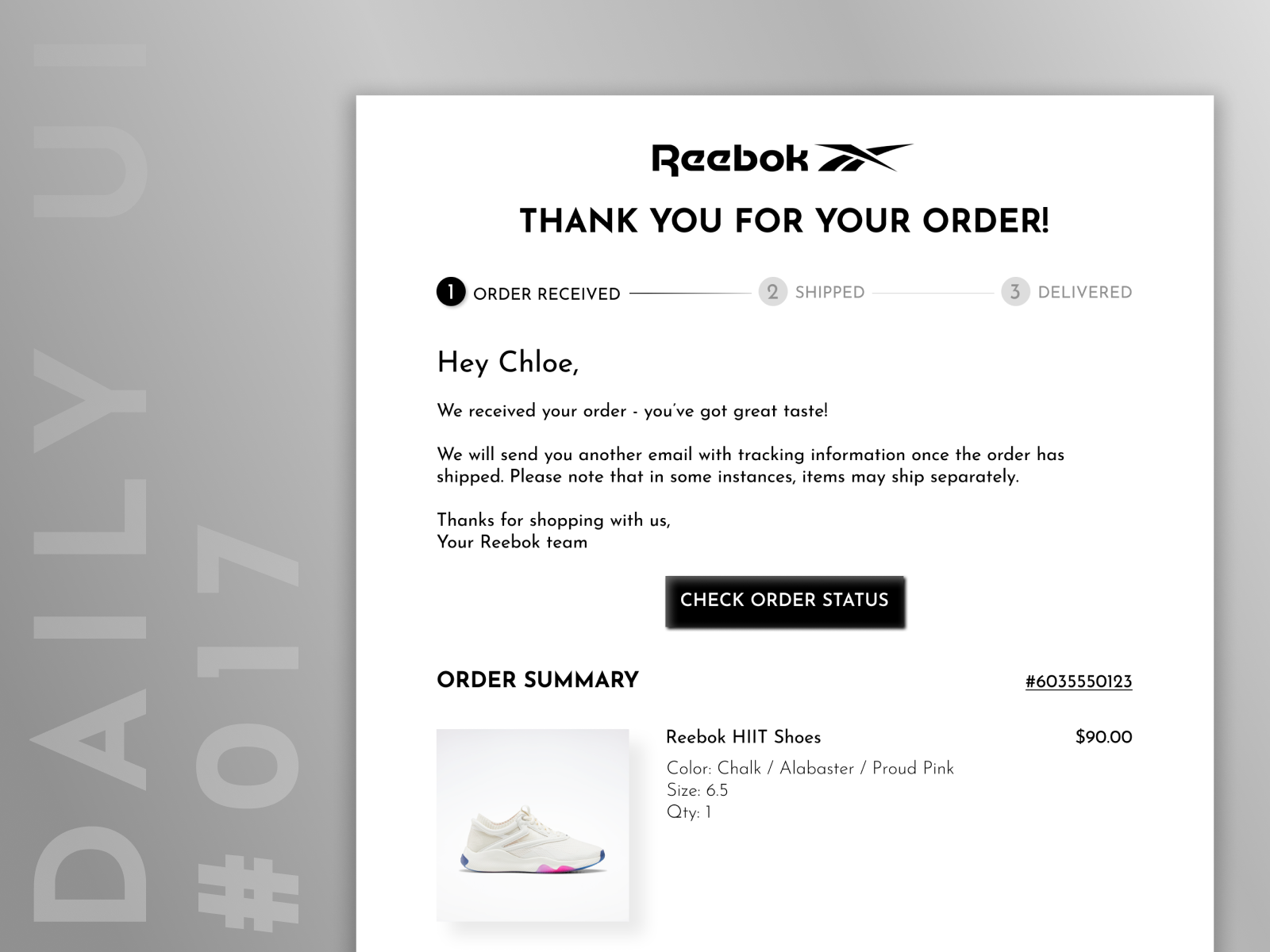 reebok order status
