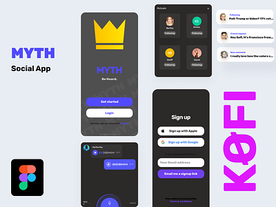 MYTH UI version 1 app apple design dribbble figma google illustration logo myth pinterest redesign signin signup socialmedia theme tiktok ui uidesign voicemail