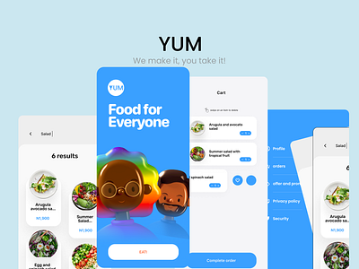 YUM food app 2021 app branding dailyui figma logo minimal mobile typography ui uidesign uiinspiration ux vector web