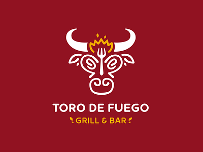 Toro de Fuego animal bar branding bull design fire fork grill illustration logo logotype meat red restaurant spain steak steakhouse