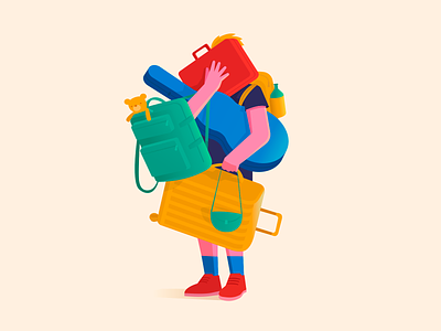 Vacation with a girlfriend 2d art backpack baggage comfort girlfriend illustration journey luggage man people summer travel traveler vector