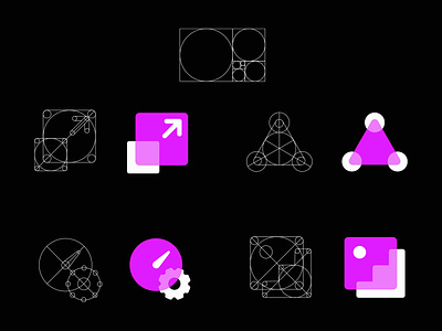 Icons using the Golden Ratio 2d art abstract design fibonacci golden ratio icon icons illustration logo ui vector