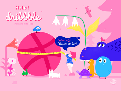 Hello Dribbble animal baby colorful design dribbble flat hello hello dribbble illustration vector