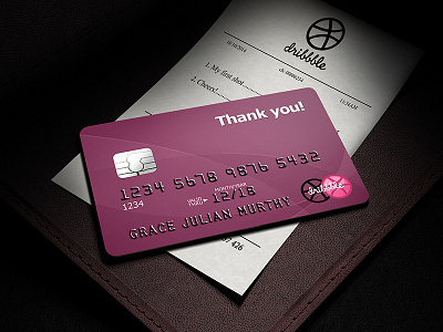 Thank U! card credit card debut dribbble first shot invitation invite thank you