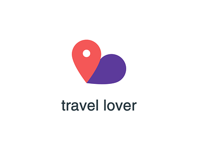 Travel Lover heart journey location logo pin pugacheva travel