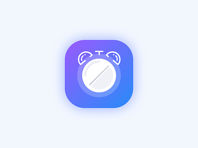 Pill Reminder app icon alarm app clean clock gradient icon ios logo mark medic pill tablet
