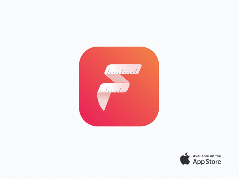 Fitamin app icon f fitamin fitness gradient icon logo logo mark design measure measurement measuring tape ribbon tape
