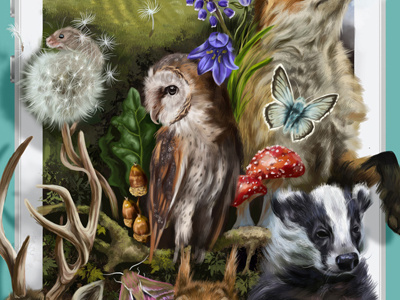 Nature Calls animals badger campaign dad digital painting fox illustration nature owl painting poster wildlife