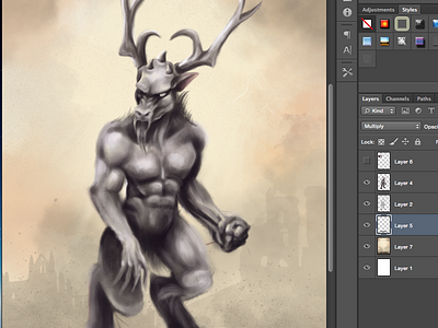 Deermon art character design demon digital painting monster