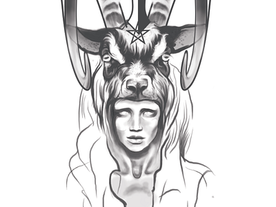 Baph Spice apparel design art baphomet baphomet illustration bw girl headdress illustration interesting tshirt tshirt design unusual