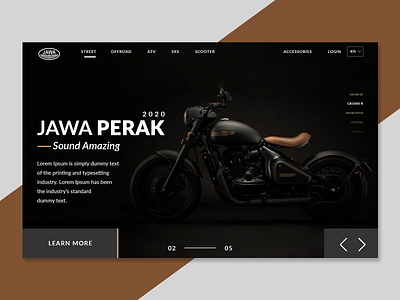 Jawa Bike Webpage Design By-ProdX Design app app design bike bike ride bikers branding bullets homepage illustration landingpage ui webpagedesign