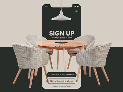 Furniture Application Signup Page Design -ProdX