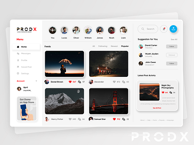 ProdX Team Social Media App app illustration social media social network teamwork uiux website design