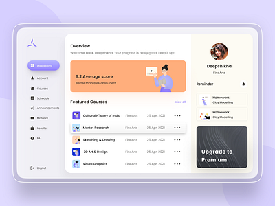 Online Course Dashboard Design branding design illustration uidesign uiux webdesign website design