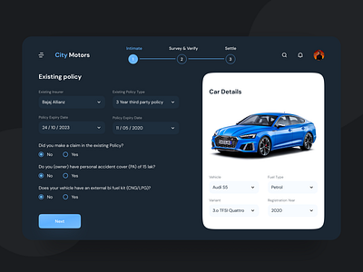 Vehicle Policy Landing Page Design app design design uiux webdesign website design