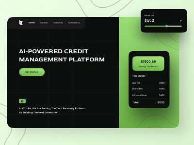 AI Powered Credit Management Landing Page branding illustration logo webdesign website design