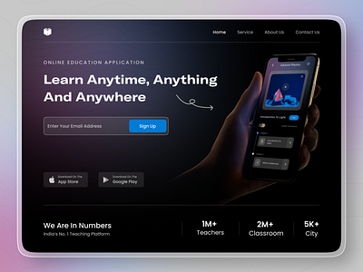 Online E-learning App Landing Page Design
