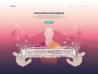 Ancient Texts Digitized Landing animation browsing illustration landing particles scroll tibet ui vector