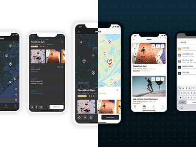 Light and Dark Themes for the Extreme Sports Guide App app dark ui ios iphone map navigate search sport