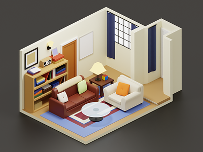 The Big Bang Theory Apartment 3d 3d modeling blender illustration isometric living room render tv show