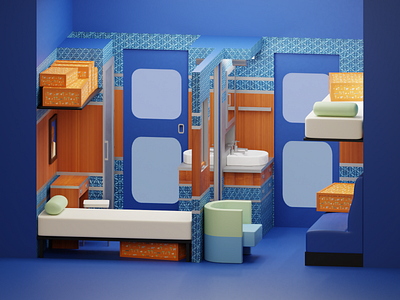 The Darjeeling Limited (2007) - Wes Anderson 3d 3d modeling blender design illustration isometric lowpoly render scene train