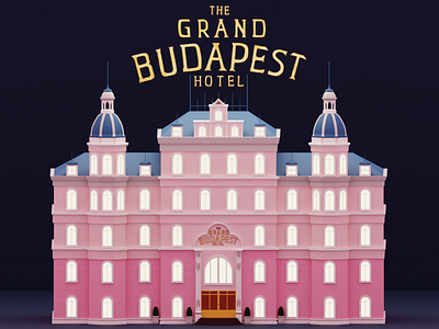 The Grand Budapest Hotel (2014) - Wes Anderson 3d 3d modeling blender building design hotel illustration isometric lowpoly movie pink render scene