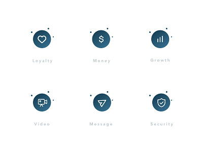 Icons creative growth icon love loyalty message money photo safty security send ui ux video