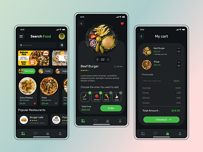Online Food Ordering App | UI Design Concept branding mobile app development mobile application mobile application design multiqos typography ui ux user experience