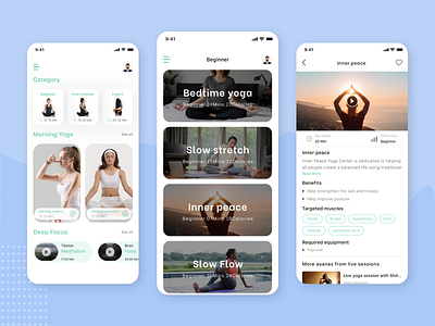 Yoga App Design app design design fitness fitness app fitness app design fitness app ui meditation app meditation app design mobile app development ui ui ux user experience yoga yoga app yoga app design