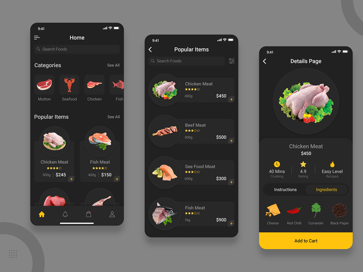 Meat Ordering and Meat Recipe App by MQoS UI/UX for MultiQoS on Dribbble