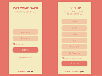 Sign in and Sign Up flow app beginner design mobile newbie ui uidesign ux