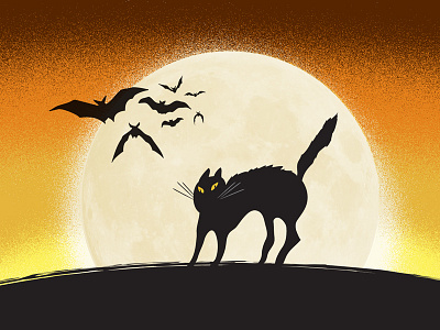 Halloween bats candy corn cat halloween illustration