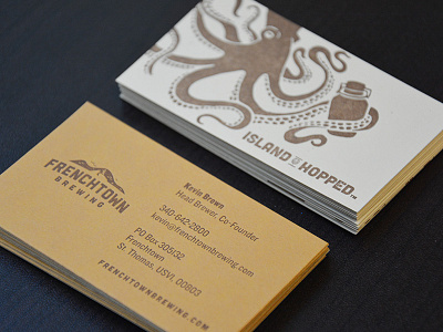 Frenchtown Brewing Business Cards beer brewing business card french paper frenchtown growler letterpress octopus virgin islands