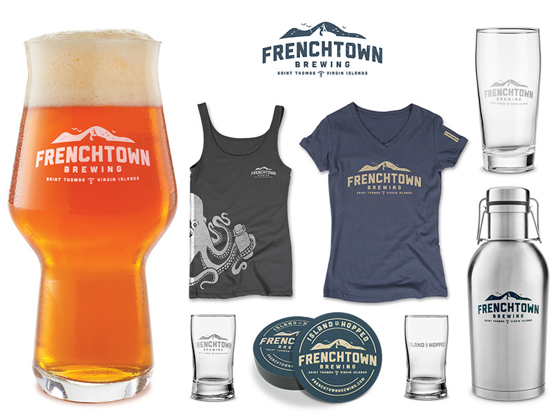 Frenchtown Brewing Apparel and Merchandise tee-shirt logo glass growler coaster screenprinting octopus craft beer