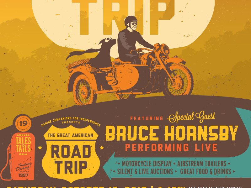 Great American Road Trip Poster fundraiser event travel dog canine motorcycle poster