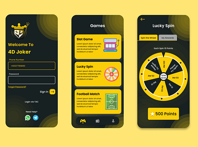 Joker App app app design casino design figma game design prototyping ui user interface ux